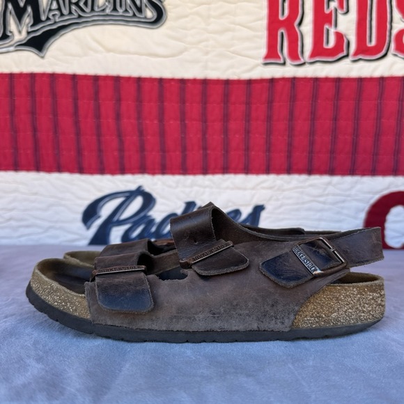 Size 38/W7 - Birkenstock Milano Habana Waxy Leather Sandals - Picture 1 of 8